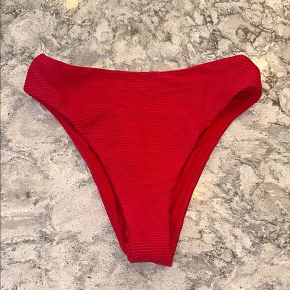 👙 Seafolly Ribbed Red Bikini Bottoms - Size Small - Picture 1 of 4